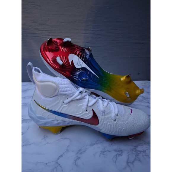 New Nike Alpha Huarache NXT Rainbow Men's Size 9 Baseball Cleats (DJ6517-106) - Picture 7 of 9